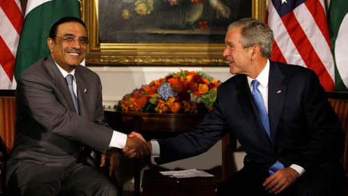 Asif Ali Zardari with George W. Bush