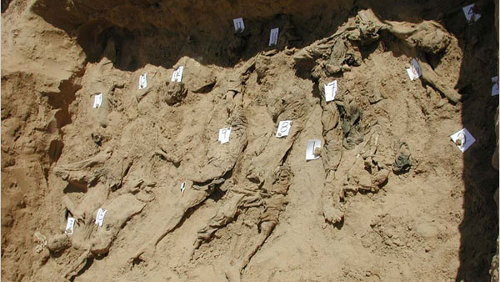 Photographic proof of a mass grave in Dasht-i-Leili, Afghanistan in a Physician for Human Rights photo published in the New York Times July 10.