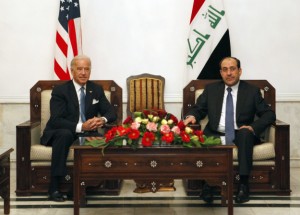 U.S. Vice-President Joe Biden with Iraqi Prime Minister Nouri al-Maliki (Hadi Mizban/AFP/Getty Images)