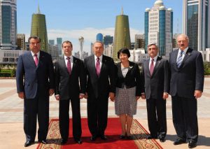Presidents of Russia, Kazakhstan, Kyrgyzstan, Tajikistan, Armenia and Belarus at the 27th session of the Eurasian Economic Community in Astana, Kazakhstan, on July 5 2010 (http://www.akorda.kz)