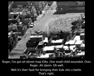 Leaked video grab of an American army footage in which at least a dozen civilians were killed by U.S. troops in 2007.  (WikiLeaks)