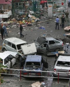 The scene of a blast site in Vladikavkaz, September 9, 2010 (Reuters)