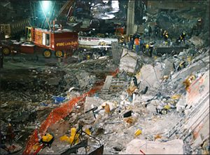 Investigators go through the rubble from the bombing of the World Trade Center in 1993.