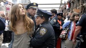 Police arrest protesters on the Brooklyn Bridge on October 1, 2011 during an Occupy Wall Street march (Stephanie Keith/AP)