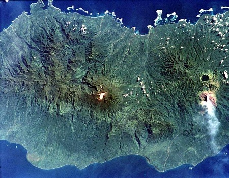 A NASA space shuttle image of Bougainville Island
