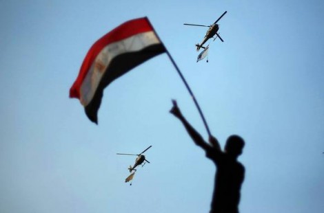 Military helicopters over Tahrir Square on July 1, 2013 (Suhaib Salem / Reuters)