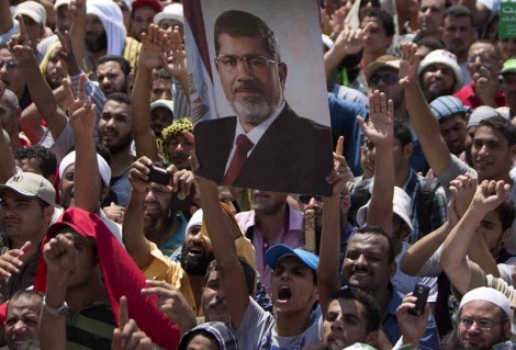 Supporters of Mohammed Morsi protest his removal in a military coup, July 5, 2013 (Mahmud Hams /AFP/Getty Images)