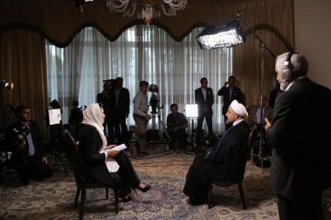 NBC's Ann Curry interviews Iranian President Hassan Rouhani in Tehran, September 18, 2013 (Photo: David Lom / NBC News)