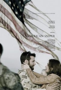 A poster for the film American Sniper directed by Clint Eastwood and starring Bradley Cooper in the title role