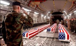 US Iraq war casualties in a C-17 Globemaster III at Dover Air Force Base.