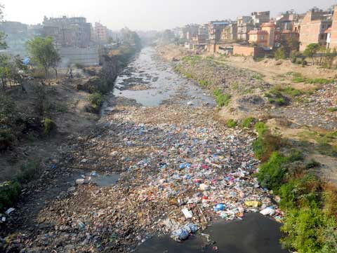 Kathmandu’s Vishnumati River was once sacred and now refuse is openly dumped into it (Photo: Alonzo Lyons)