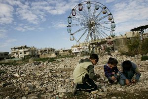 Palestinian children in the area of the Shatila refugee camp in Beirut, Lebanon (AFP)