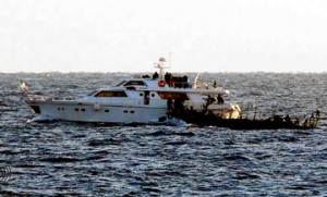 An image released by the Israel Defence Forces shows Israeli soldiers boarding the Irish vessel the MV Saoirse, which was carrying activists towards Gaza .
