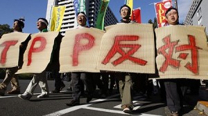 Demonstrators protest the TPP in Japan last October (Shizuo Kambayashi/AP)