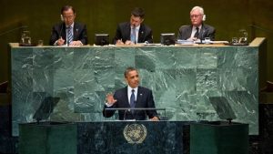President Obama addressing the U.N. General Assembly, September 25, 2012 (Sonya Hebert/White House)
