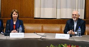 Catherine Ashton, High Representative of the Union for Foreign Affairs & Security Policy/Vice-President of the European Commission with Iran FM Mohammad Javad Zarif in Geneva, November 20, 2013 (European External Action Service/Flickr)