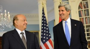 U.S. Secretary of State John Kerry and Yemeni President Abdo Rabbo Mansour Hadi address reporters before their bilateral meeting at the U.S. Department of State in Washington, D.C., on July 29, 2013. (State Department)