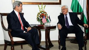 U.S. Secretary of State John Kerry meets with Palestinian President Mahmoud Abbas in Ramallah on May 23, 2013 (US State Department)