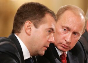 Russia Prime Minister Dmitry Medvedev and President Vladimir Putin