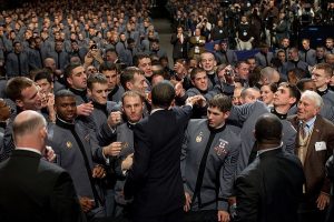 President Barack Obama greets cadets after delivering a speech on Afghanistan at the U.S. Military Academy at West Point in West Point, N.Y., Dec. 1, 2009. More recently, he spoke at the commencement ceremony on May 28, 2014. (Pete Souza/White House)