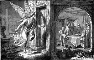 The Angel of Death and the First Passover ( Illustration from the 1897 Bible Pictures and What They Teach Us: Containing 400 Illustrations from the Old and New Testaments: With brief descriptions by Charles Foster)
