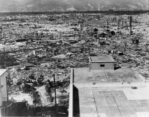 Hiroshima, Japan, after the US dropped a nuclear bomb on the city.