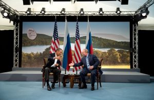 President Barack Obama of the United States and President Vladimir Putin of Russia prepare to shake hands for the cameras following statements to the press at the 39th G8 Summit at Lough Erne, County Fermanagh in Ireland on 17 June 2013. (Pete Souza/White House)