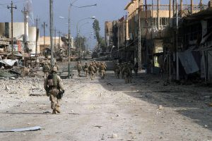 US soldiers in the streets of Fallujah, Iraq, November 15, 2004 (Lance Cpl. James J. Vooris/US Marine Corp)