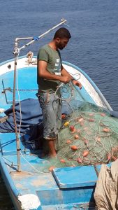 A Gaza shipman on his vessel.