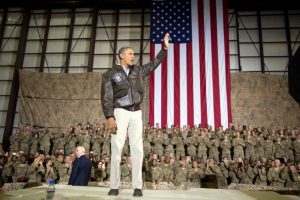 President Barack Obama waves at the conclusion of his remarks to U.S. troops at Bagram Airfield in Bagram, Afghanistan, Sunday, May 25, 2014. (Pete Souza/White House)