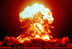 A 23 kiloton tower shot called BADGER, fired on April 18, 1953 at the Nevada Test Site, as part of the Operation Upshot-Knothole nuclear test series.