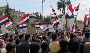 An anti-regime protest in the Douma suburb of Damasoc on April 8, 2011 (shamsnn/CC BY 2.0)