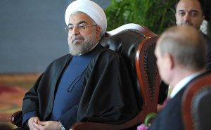 Iranian President Hassan Rouhani meets with Russian President Vladimir Putin in Shanghai, China, on May 20, 2014 (The Kremlin)