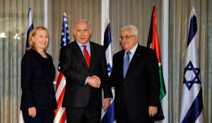 US Secretary of State Hillary Clinton, Israeli Prime Minister Benjamin Netanyahu, and Palestinian President Mahmoud Abbas (US State Department)