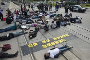 Are Black Lives Terrorist Lives? Black Lives Matter activists protest police violence against 17-yearr-old Marcus Abrams, who has autism, in St. Paul, Minnesota. September 20, 2015. (Fibonacci Blue/CC BY 2.0)