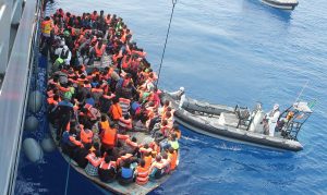 Irish Naval personnel from the LÉ Eithne rescuing migrants in the Mediterranean, June 2015 (Irish Defence Forces/CC BY 2.0)