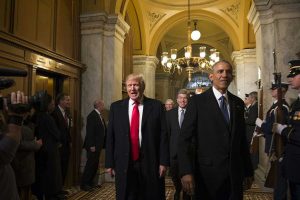 President-elect Donald J. Trump arrives with U.S. President Barack Obama at the Capitol for the 58th Presidential Inauguration in Washington, D.C., Jan. 20, 2017. (Marianique Santos/US Department of Defense)