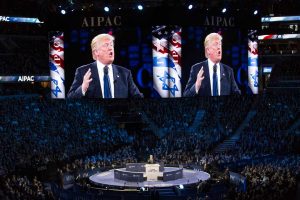Donald Trump speaks at an American Israel Public Affairs Comittee (AIPAC) conference, March 21, 2016 (Lorie Shaull/CC BY-SA 2.0)