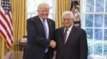 US President Donald Trump and Palestinian Authority President Mahmoud Abbas in the White House on Wednesday, May 3, 2017 (Shealah Craighead/White House)