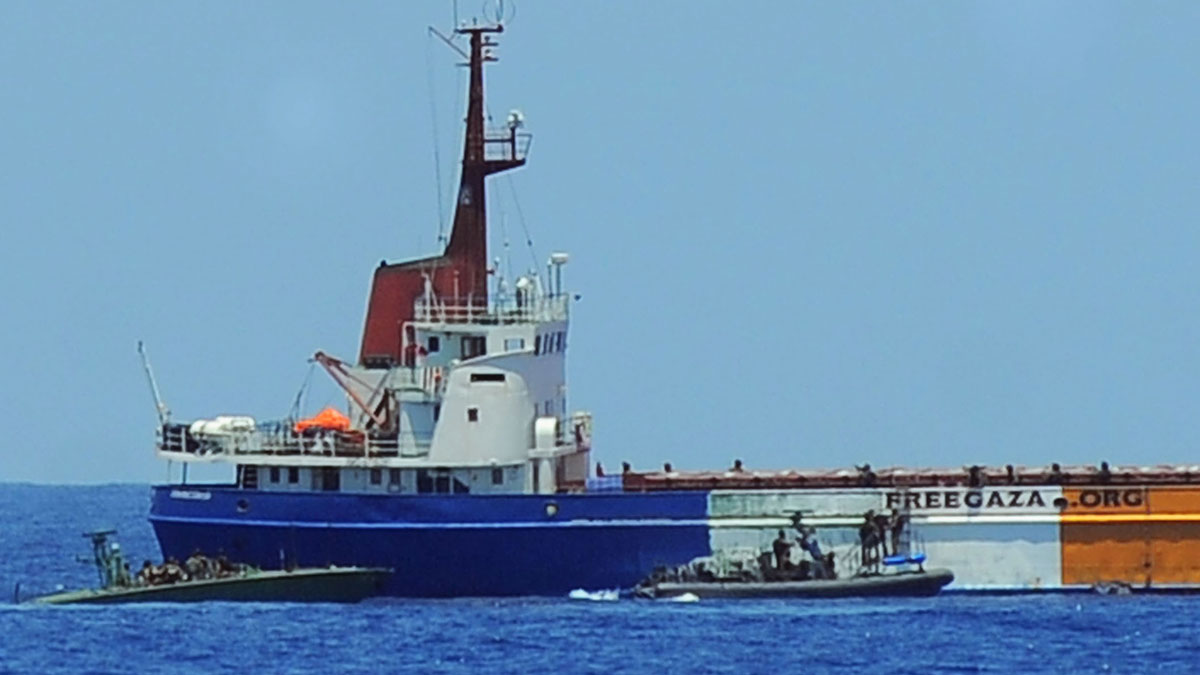 Israeli naval forces enforce Israel's illegal blockade of Gaza by boarding a civilian vessel sailing for Gaza on June 5, 2010 (IDF/Public Domain)