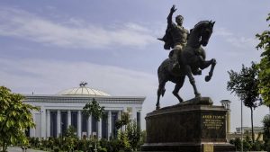 A statue of Tameerlane in Tashkent, Uzbekistan