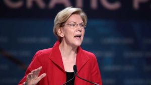 U.S. Senator Elizabeth Warren speaking with attendees at the 2019 California Democratic Party State Convention at the George R. Moscone Convention Center in San Francisco, California. (Gage Skidmore/CC BY-SA 2.0)